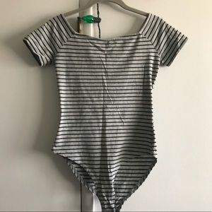 grey striped bodysuit / forever 21